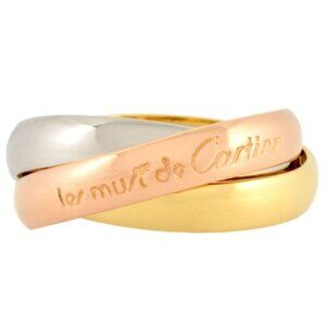 CARTIER Trinity Ring 48 K18YG 18K Yellow Gold White Gold Rose Gold Women's